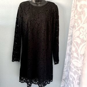 H&M Black Lace Overlay Midi Dress Size 6